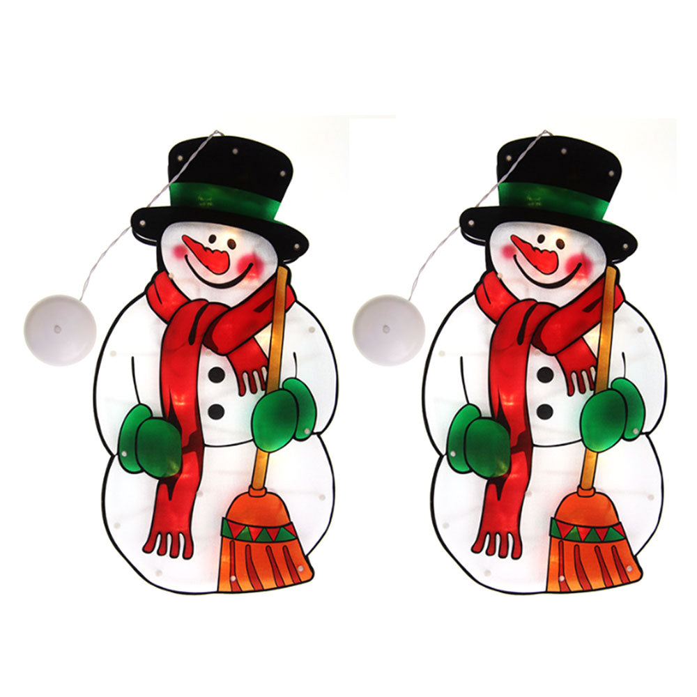 2Pcs Christmas Decor LED Curtain Light Xmas Window Silhouette Light Decoration