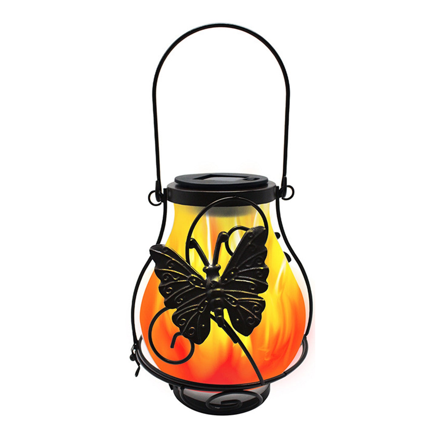 Solar Metal Hanging Flame Lights Lantern- Butterflies