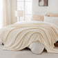 Soft Fluffy Fleece Throw Blanket for Sofa Couch Bed Living Room All Season Cozy-Beige
