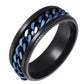 Fidget Rings Anxiety Spinner Rings Stainless Steel Chain Rings-Blue