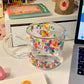 Double Wall Glass Cup with Colorful Love Granule Fillings