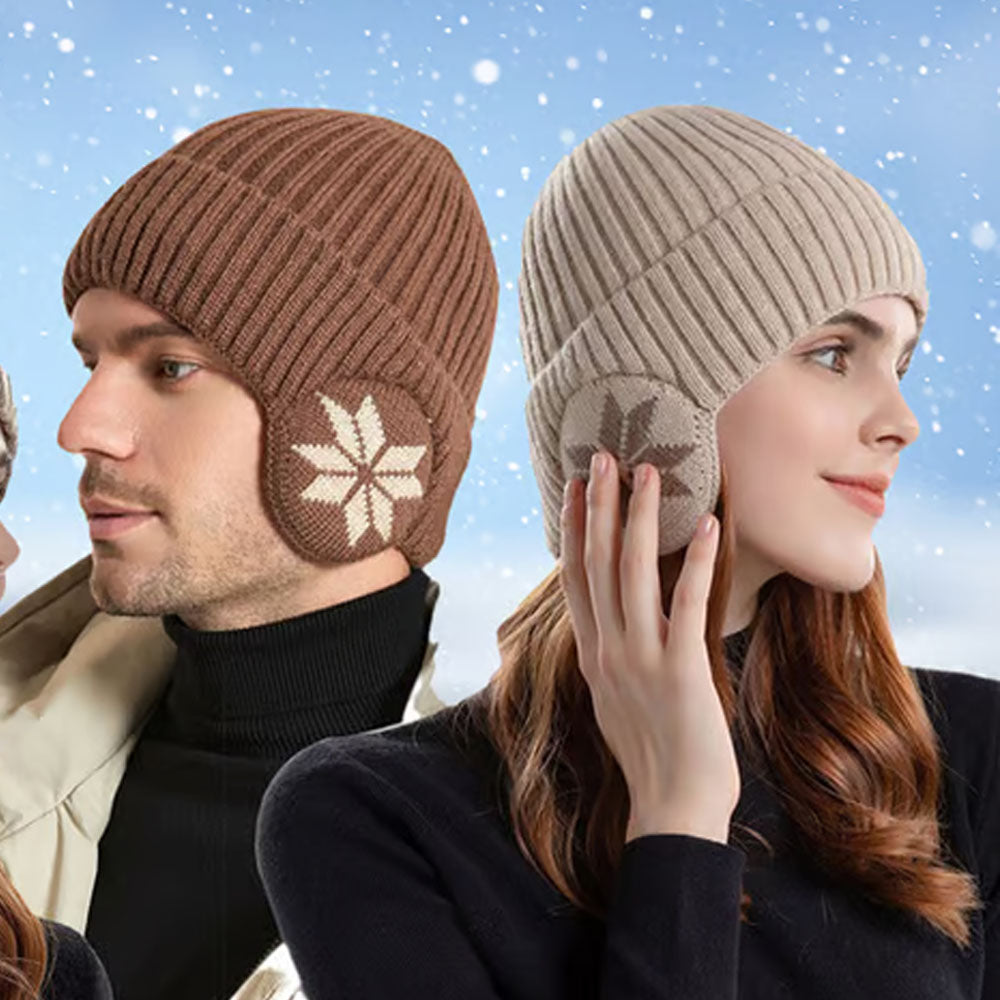 2-in-1 Warm Knitted Ear Flap Beanie Knitted Hat