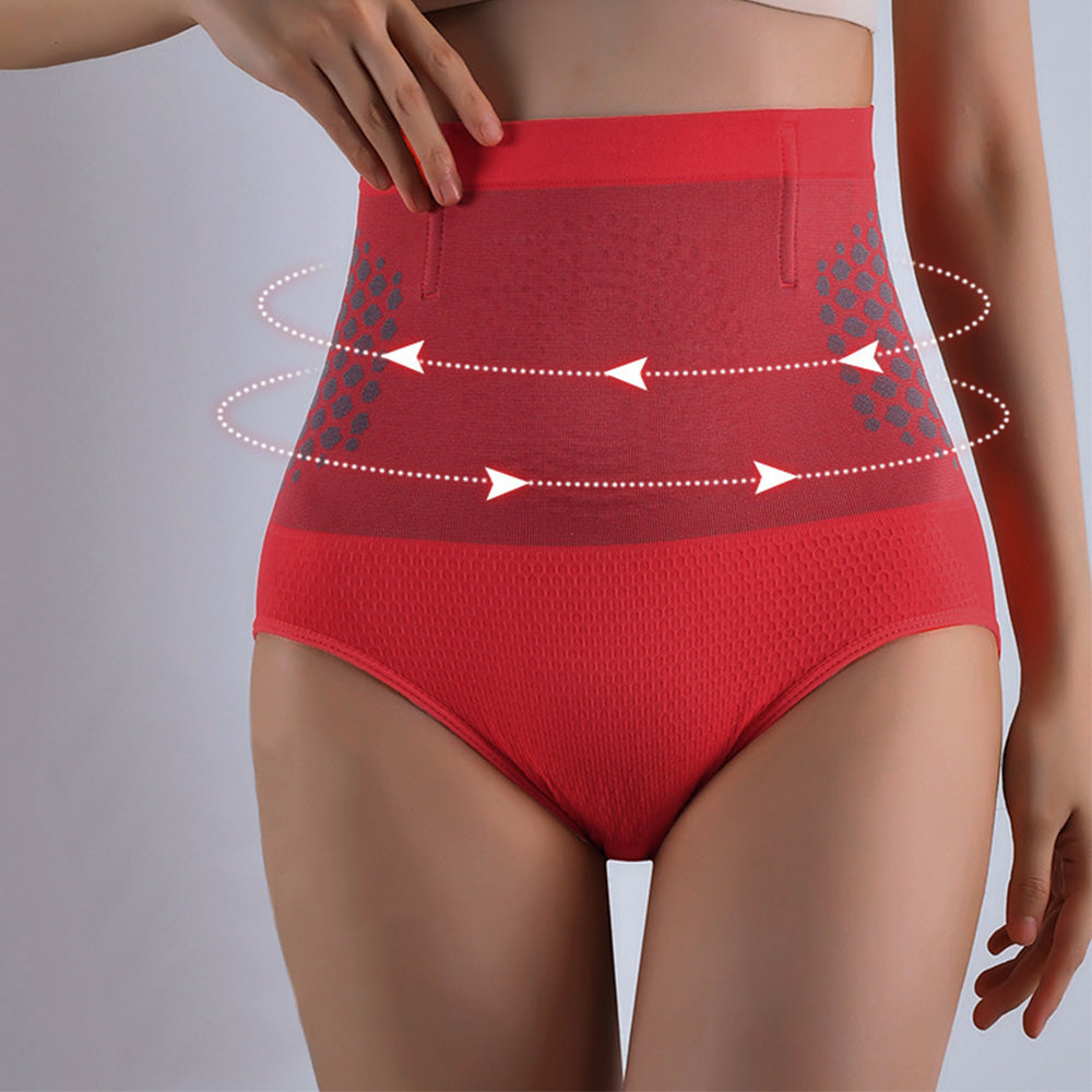 High Waist Shapewear Panty Seamless Postpartum Underwear-Red