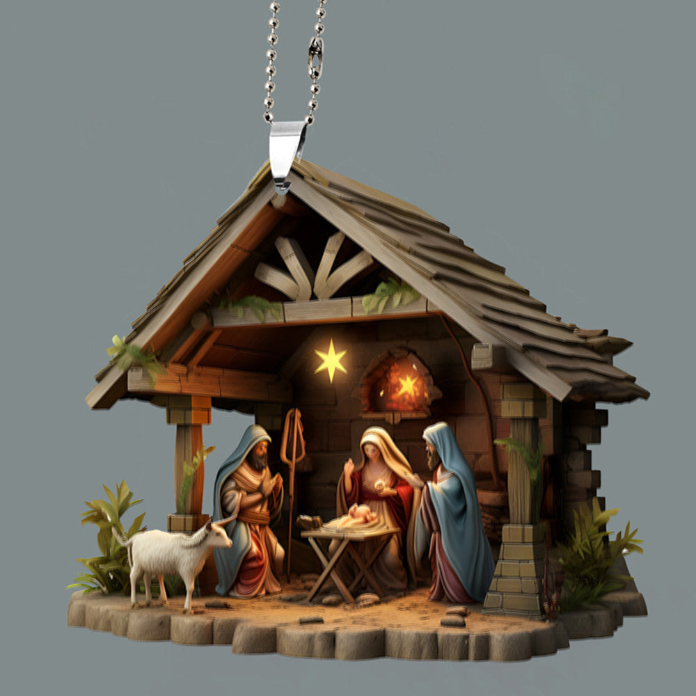 7Pcs 2D Christmas Nativity Scene Ornaments the Birth of Jesus Decor