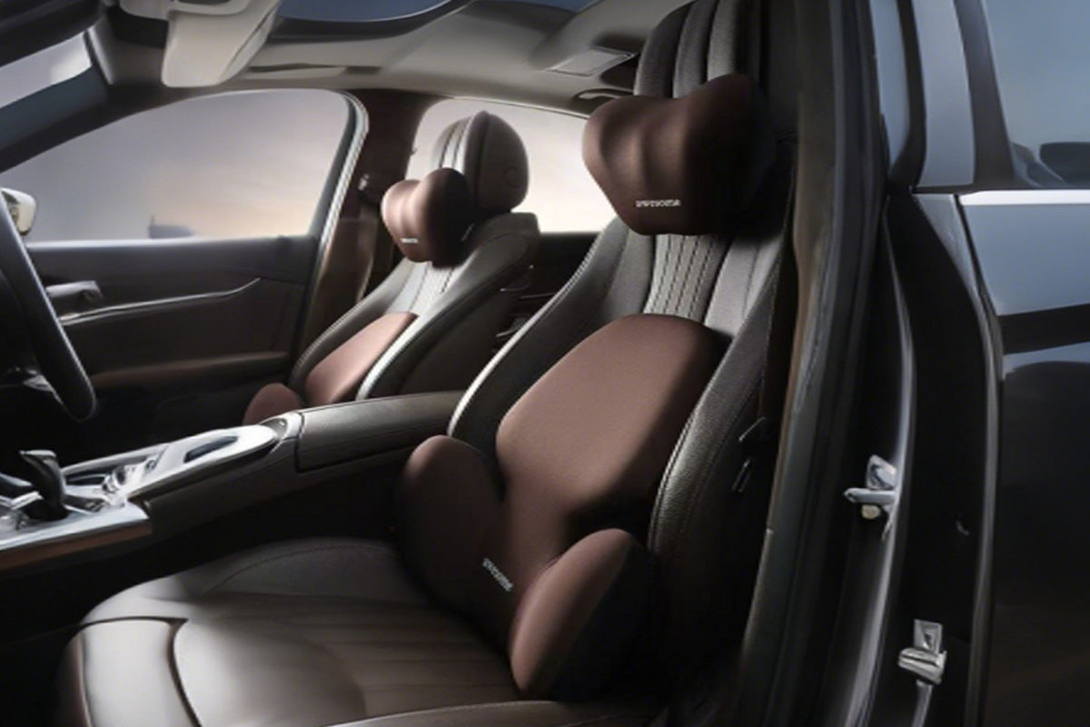 Car Headrest and Lumbar Support Set Memory Foam Driving Cushion
