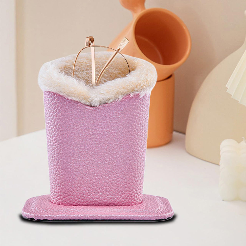 Soft Plush Lined Eyeglasses Desk Holder PU Leather Glasses Display Stand With Base