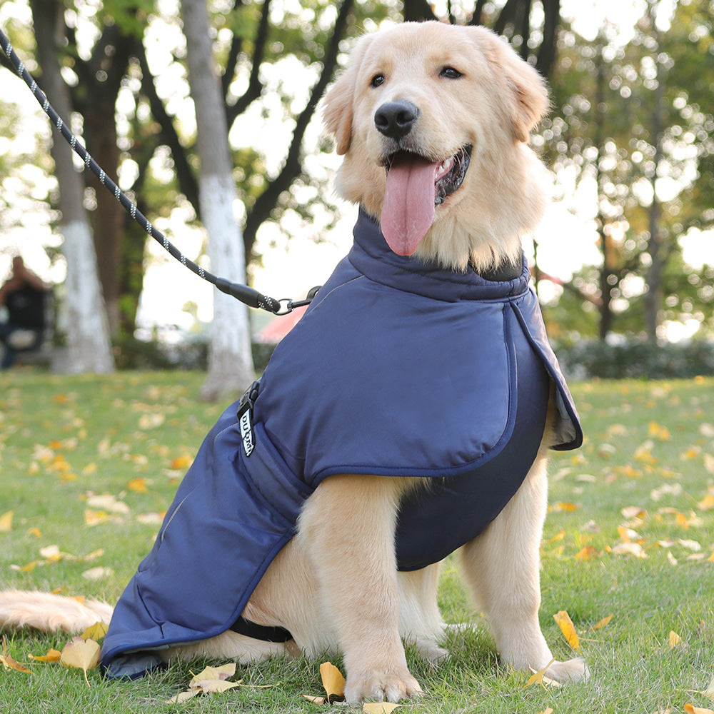 Waterproof Dog Jacket Winter Coat with Buckle and Reflective Strips-Navy