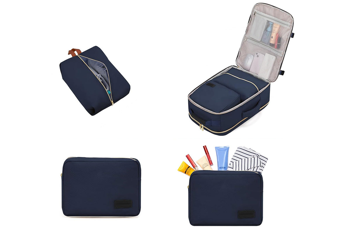 4-Piece Travel Backpack Set Weekender Essentials Backpack for Airplane Travel