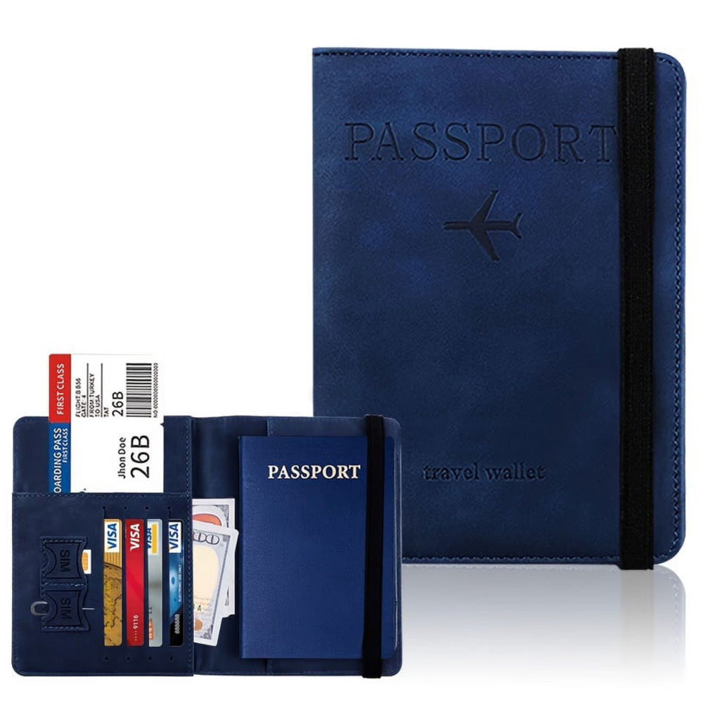 RFID Shield Passport Holder and Luggage Tag Set PU Leather Organizer