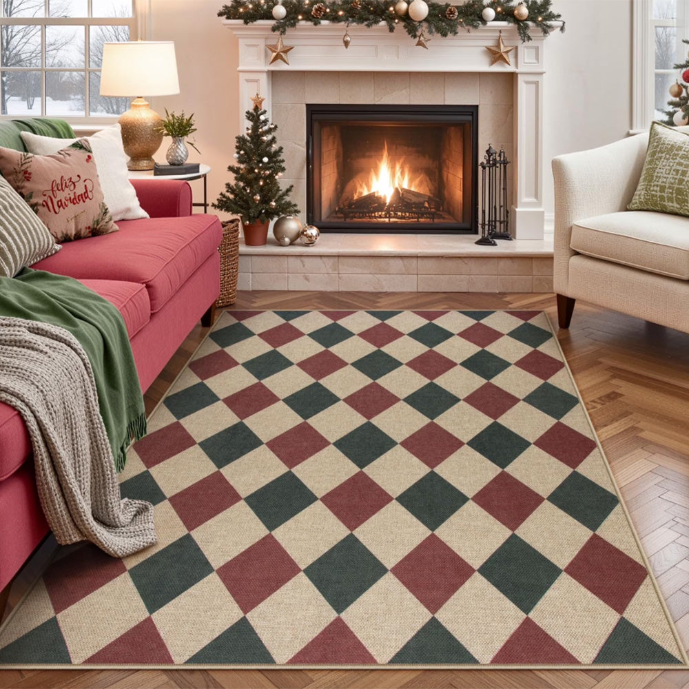 Vintage Low Pile Rug Washable Mat for Living Room Bedroom-Style 3