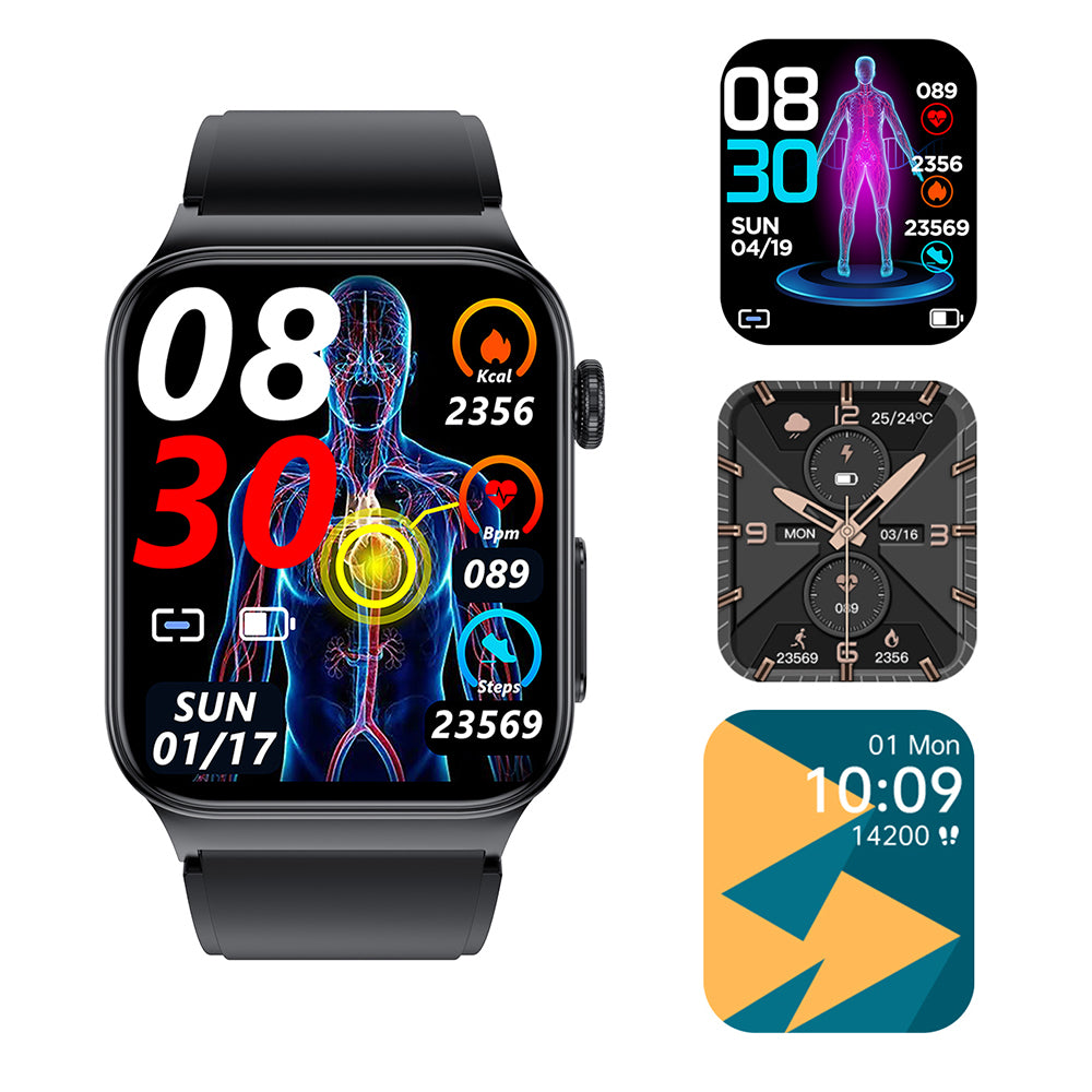 Multifunctional Waterproof Smart Watch with ECG  PGG Stand with Belt and Chest Sticker