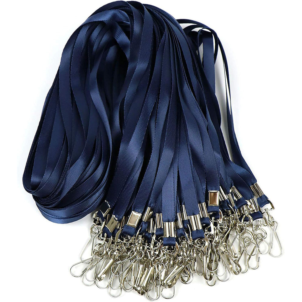 50 Flat Polyester ID Badge Lanyards with 360 Degree Swivel Hooks