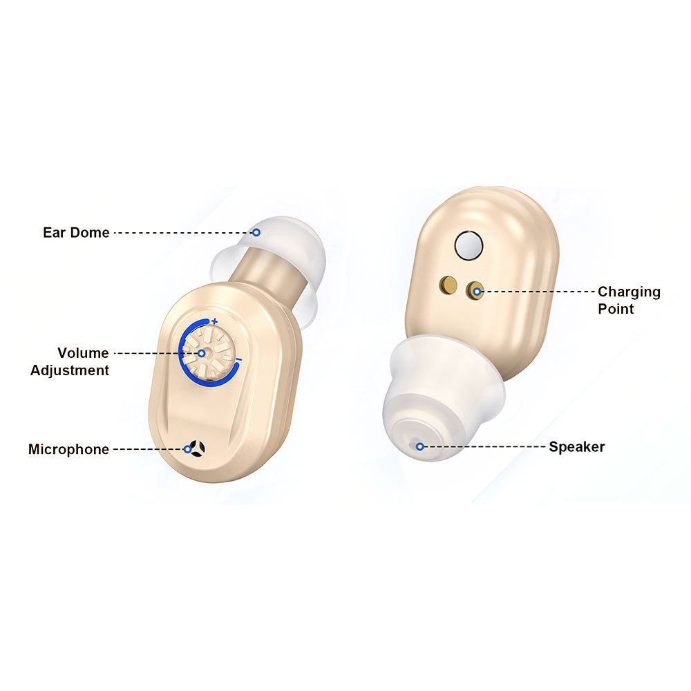 1 Pair Invisible Digital Hearing Aids Rechargeable Mini Sound Enhancer Amplifier