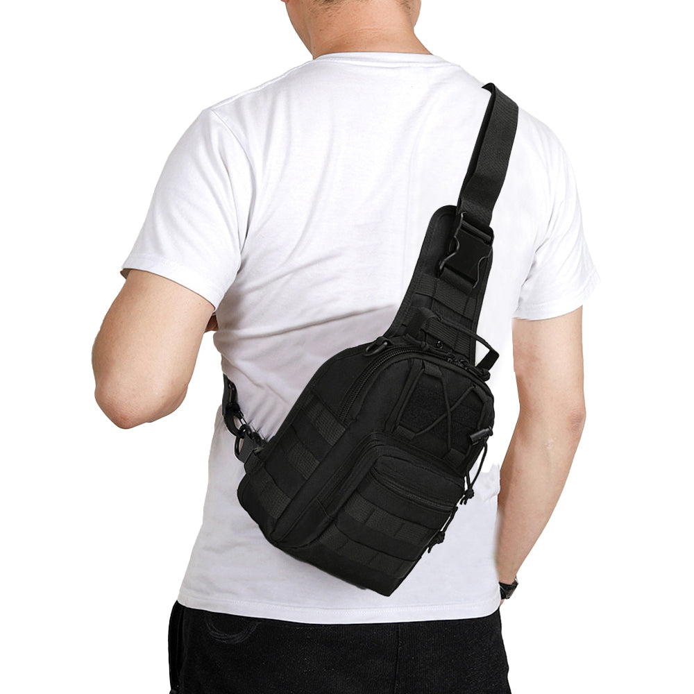 2Pcs Outdoor Military Sport Tactical Chest Bag Shoulder Bag-Black and Green