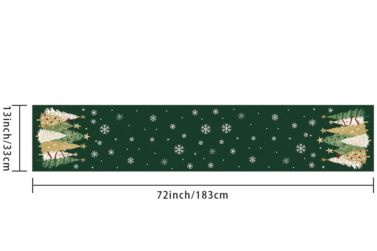 Christmas Table Runner Xmas Trees Tablecloth Cover For Kitchen Dinner Party