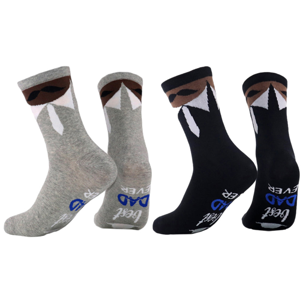2Pairs Father's Day Funny Socks for Dad-Grey and Black
