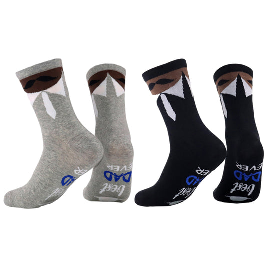 2Pairs Father's Day Funny Socks for Dad-Grey and Black