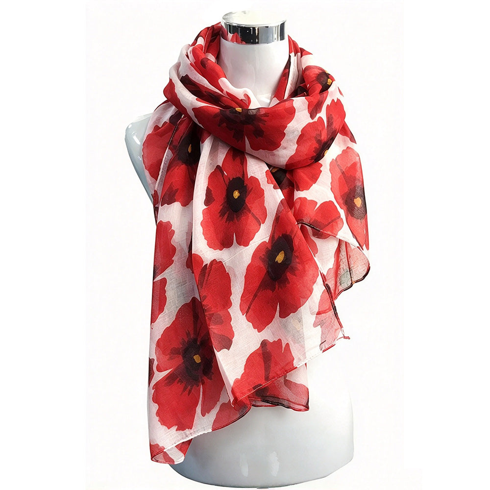 Vintage Floral Polyester Scarf Shawl for Travel and Sun Coverage