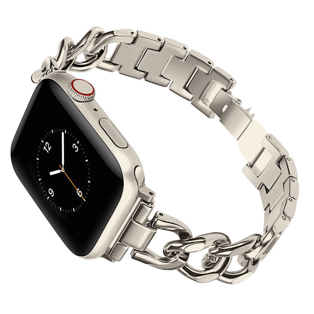 Metal Strap Band for Apple Watch Series 8 7 6 5 4 3 2 1 49mm 46mm 45mm 44mm 42mm-Champagne Gold