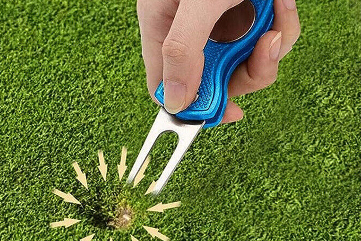2PCS Golf Divot Repair Tool Putt Alignment Ball Marker Pop-up Fork Tine