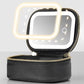 PU Leather Makeup Case Lighted Mirror LED Travel Cosmetic Organizer