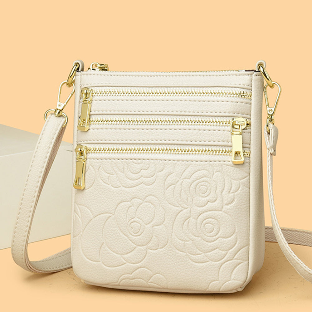 Genuine Leather Crossbody Shoulder Bag Multi-Compartment Water-resistant Handbag