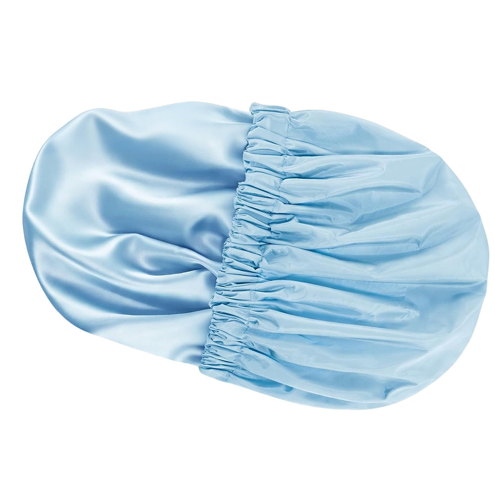 Reusable Water-Resistant Double-Layer Polyester and Satin Shower Cap for Women