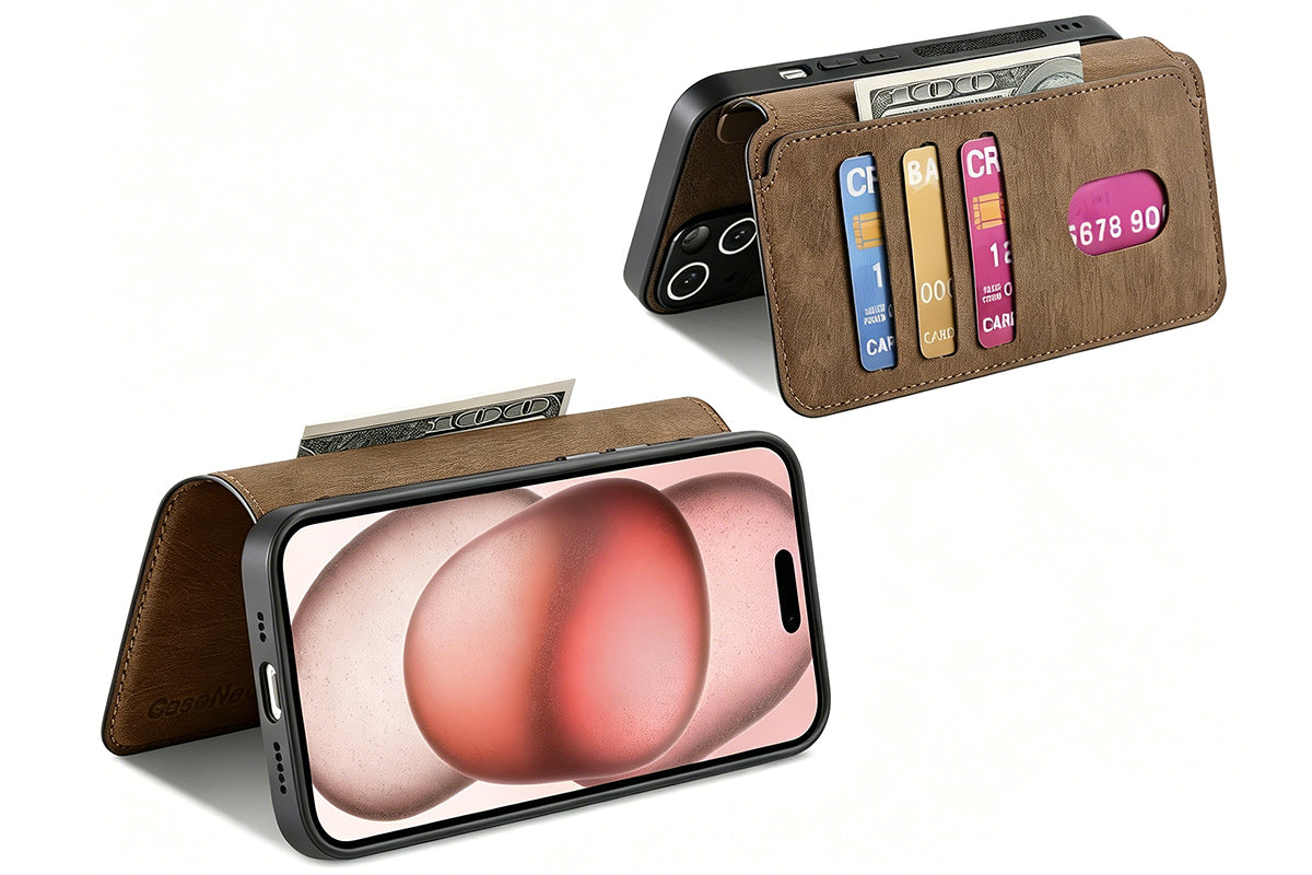 Magnetic Wallet Case for iPhone 17Series RFID Blocking Card Holder Phone Stand