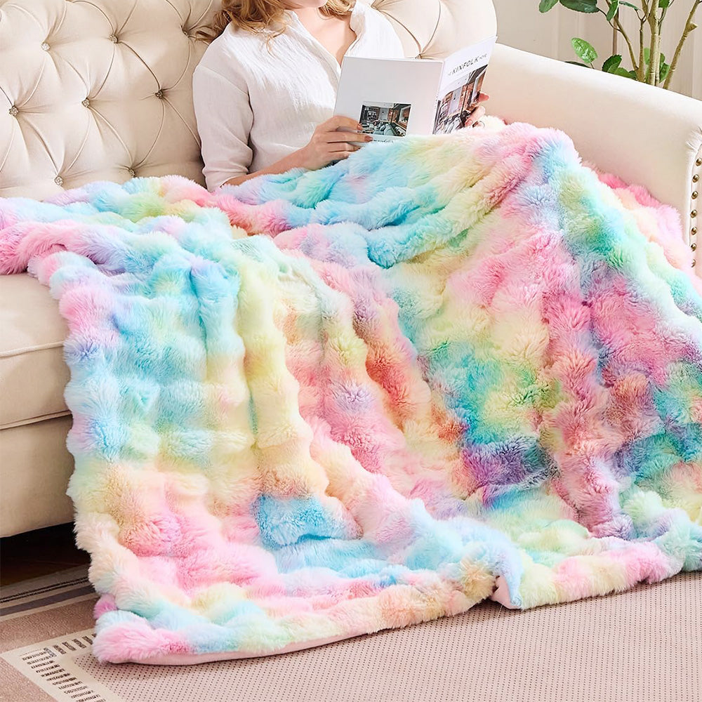 Bubble Tie Dye Throw Blanket Soft Cozy Microfiber Lightweight Warm for Couch-Multicolour