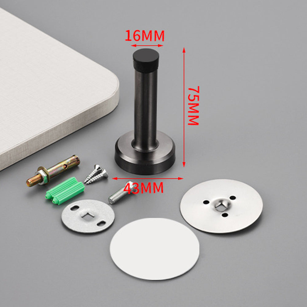 4 Pack Stainless Steel Door Stop Strong Adhesive No-Drill with Rubber Bumper