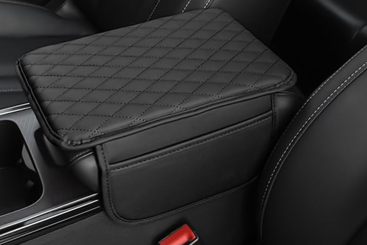 Microfiber Leather Car Center Console Cover Car Arm Rest Cover with 2 Storage Bags