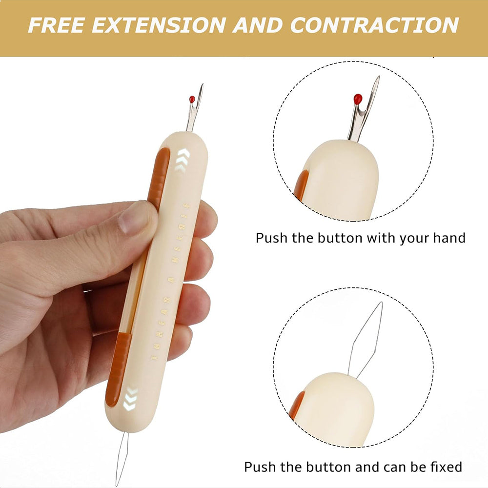2Pcs 2-in-1 Needle Threader Seam Remover Sewing Ripper Tool
