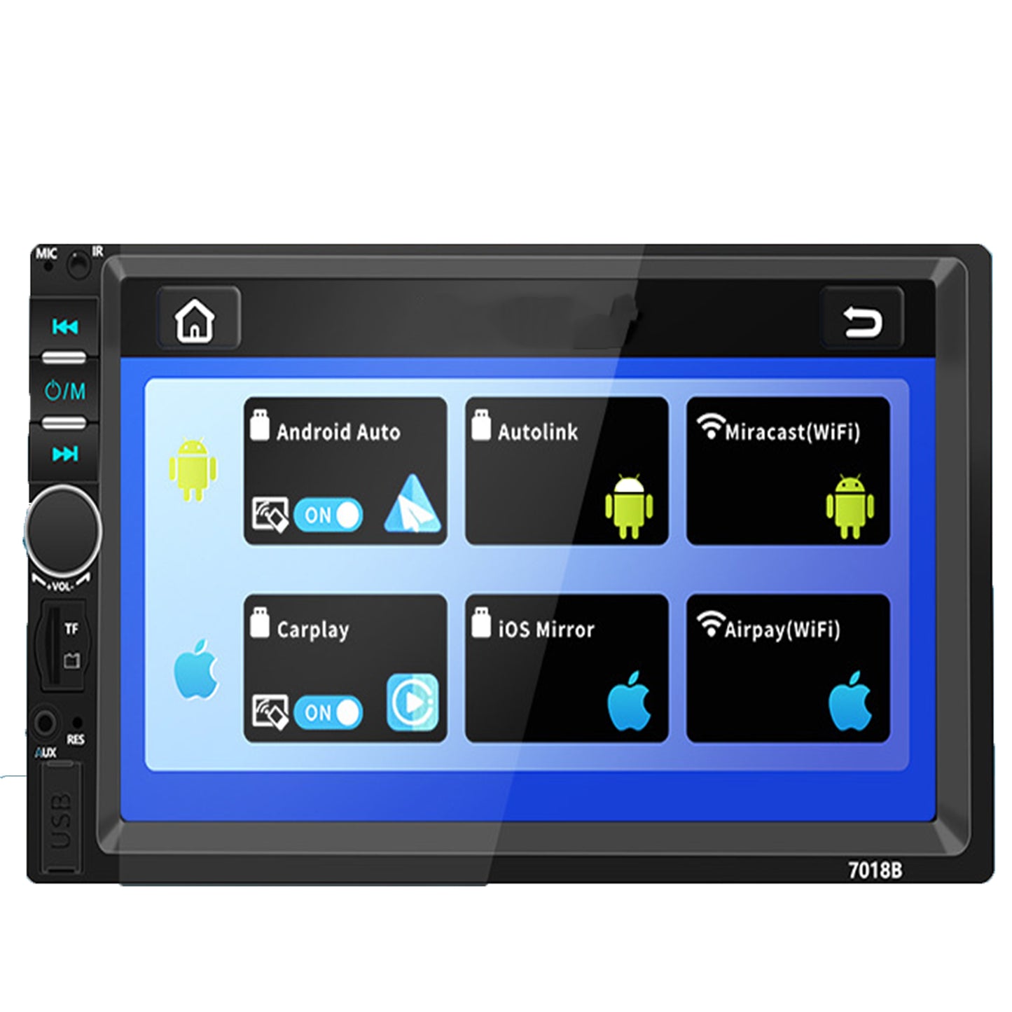 7-inch Touch Screen Bluetooth Double din Car Stereo Radio Compatible with Carplay/Android with Rear View Camera Remote