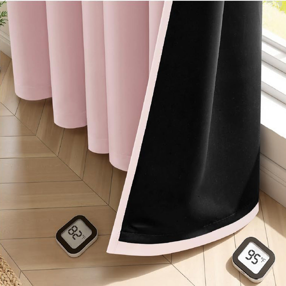 2 Pack 100 Percent Blackout Curtains with Black Liner for Bedroom Living Room and Office-Pink