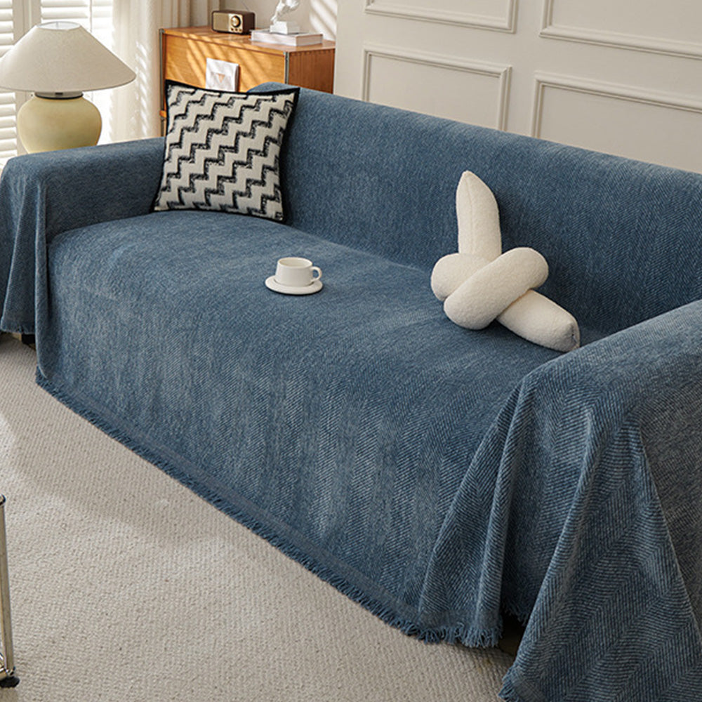 Sofa Throw Rug Cover Large Blanket for Couch Furniture Protector-Blue