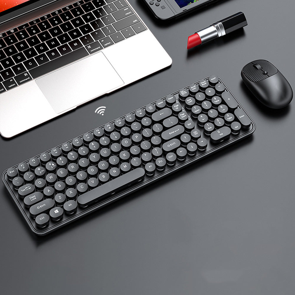 2.4GHz Wireless Keyboard And Mouse Combo With Round Key Caps