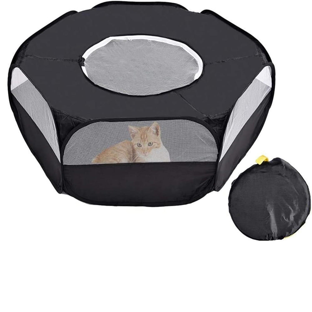 Portable Pop Up Small Animal Playpen with Clear Panels and Top Cover
