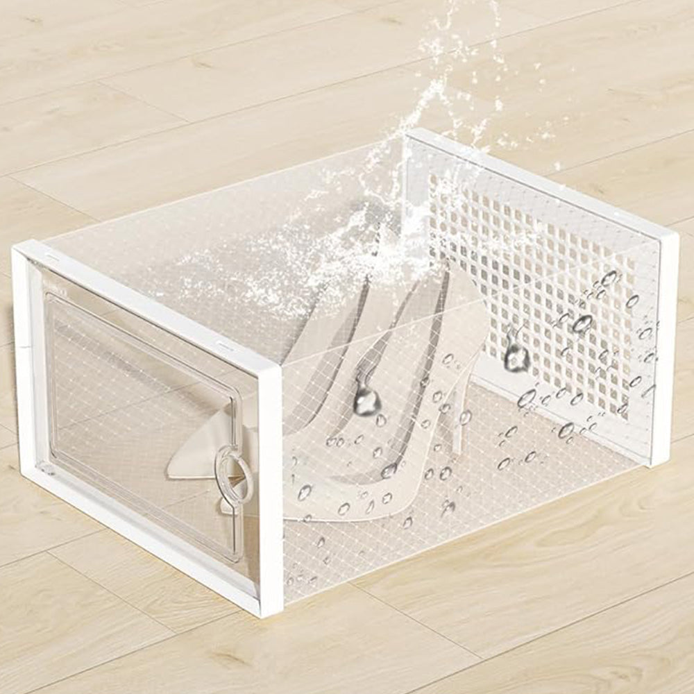 2 Pcs Clear Stackable Shoe Boxes Plastic Sneaker Containers for Closet Under Bed