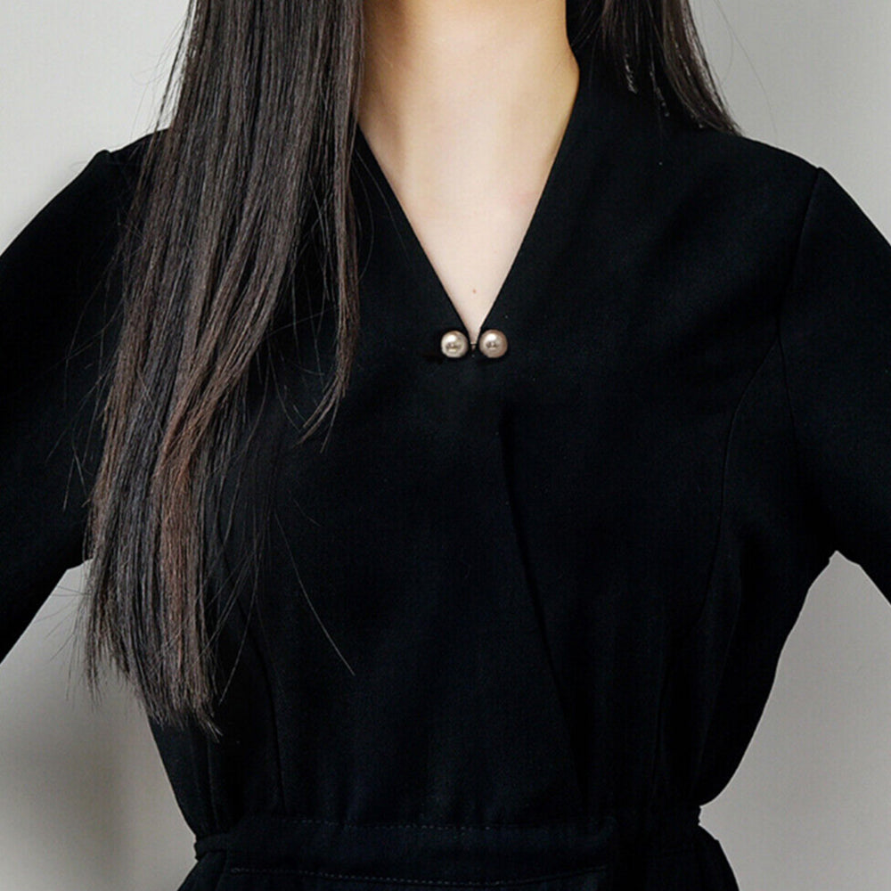 8Pcs Brooch Anti-Exposure Neckline Double-Headed Artificial Pearl Looper Right Angle