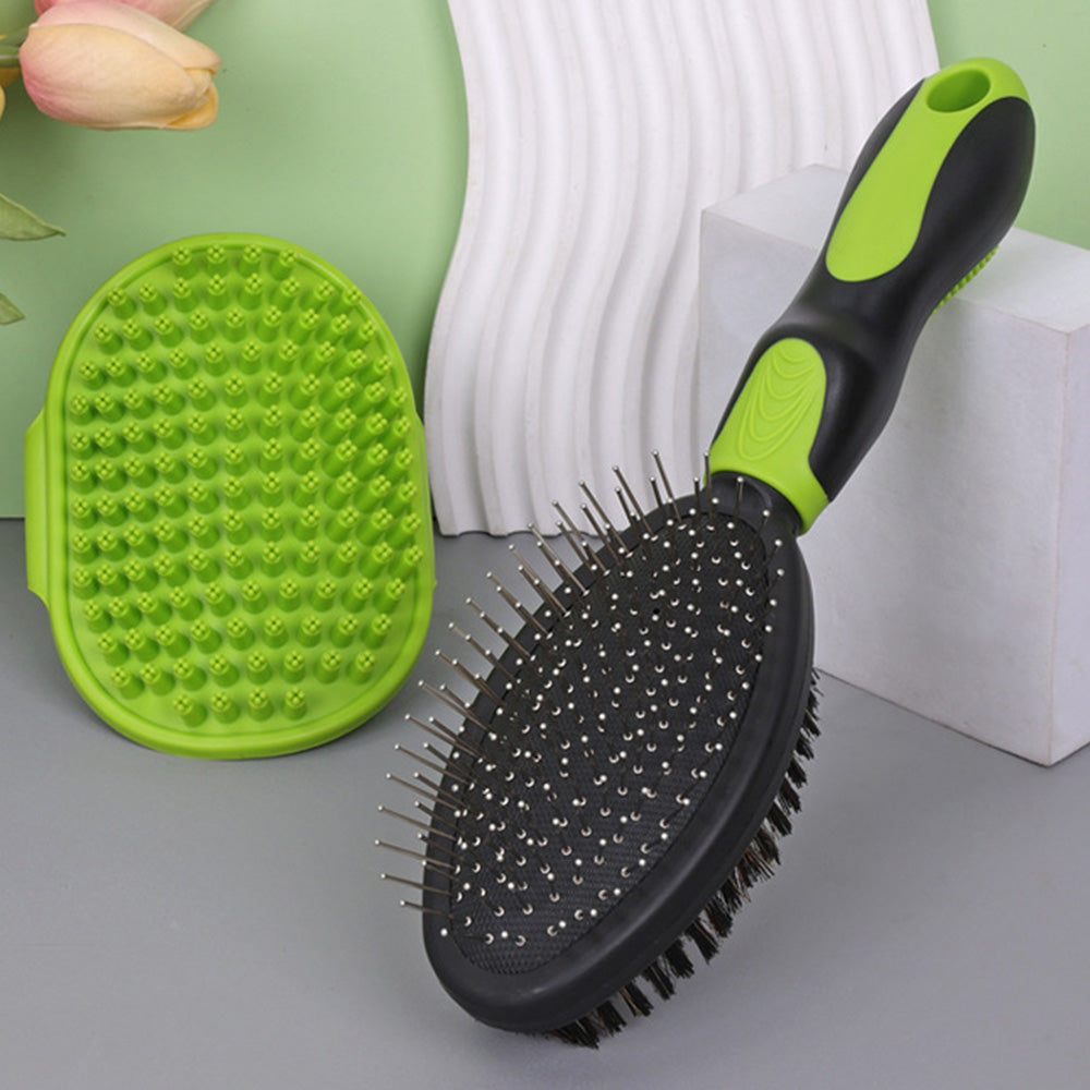2 Pack Pet Grooming Brush Set Deshedding Double Sided Comb Massage Brush for Cats Dogs Horses