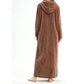 Unisex Long Hooded Zipper Bathrobe Fleece Robes Winter Warm Nightgown Sleepwear Pyjamas-Coffee