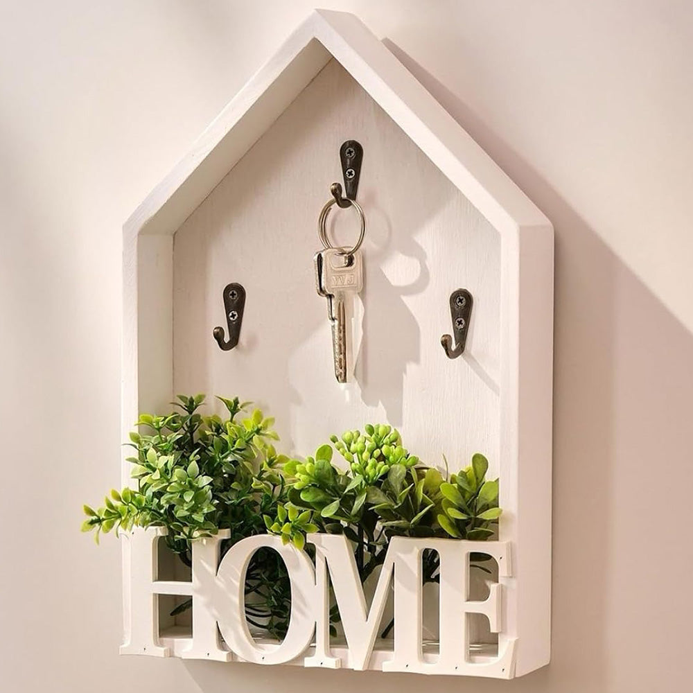 Vintage Key Holder Wall Mount with 3 Metal Hooks Key Rack for Entryway Living Room