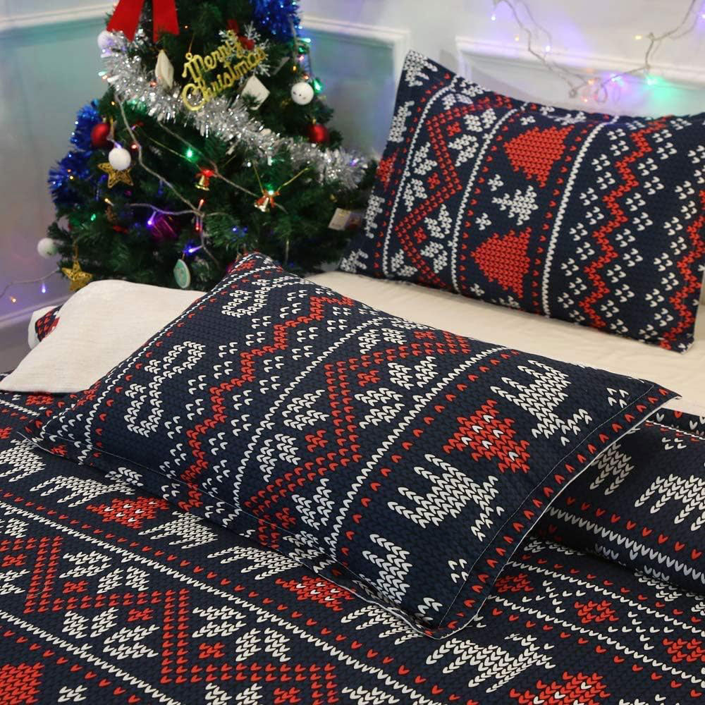 Christmas Pattern Quilt Duvet Doona Cover Set Single Double Queen King Size Bedding Set