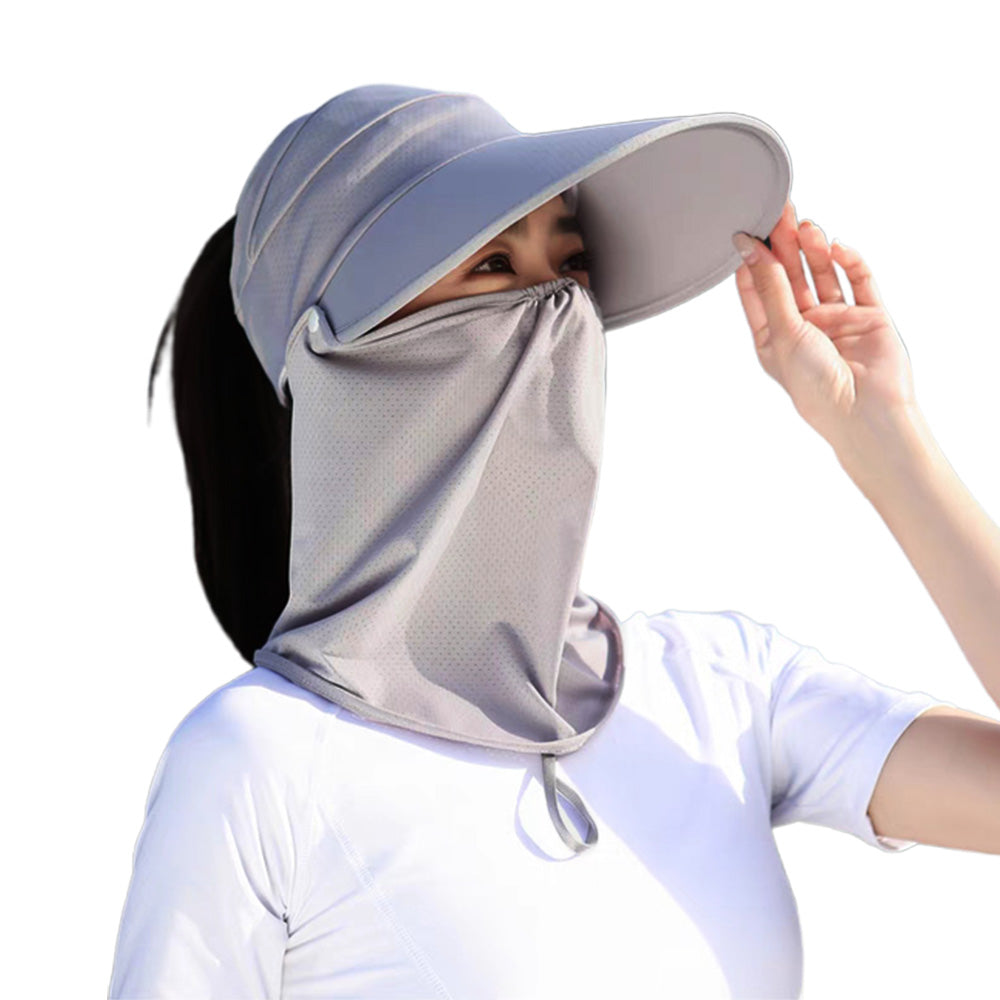 3 in 1 Ponytail Sun Hat with Detachable Face Cover and Chin Strap