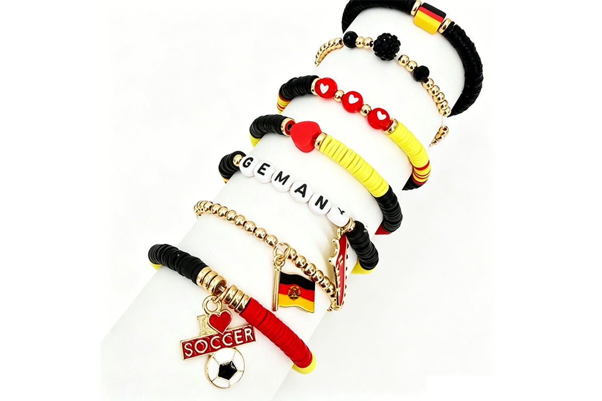 Colorful Soft Clay Football World Cup Bracelets Set for Aldults Soccer Fans