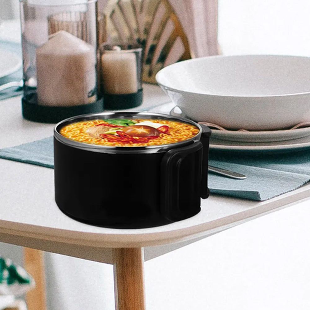 1200ML Large Ramen Bow with Lid Spoon Storage Bag Stainless Steel Food Container for Microwave