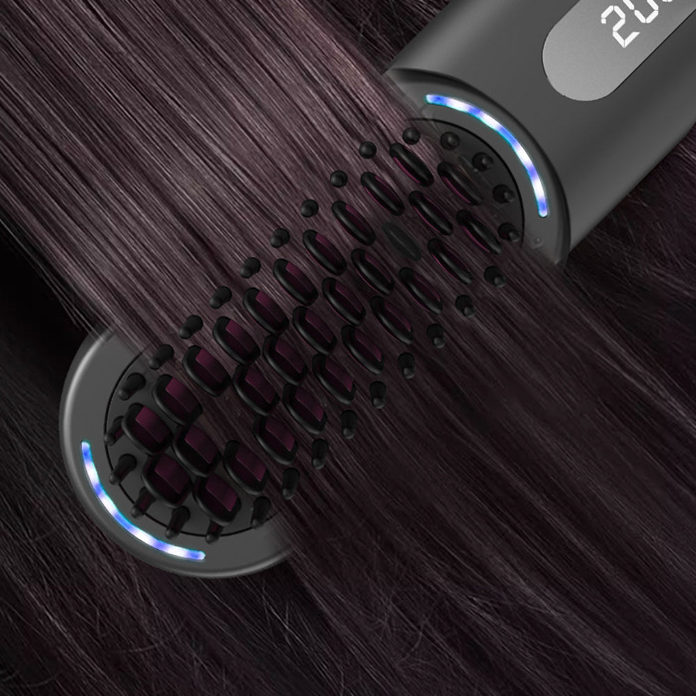 Rechargeable Cordless Hair Straightener Brush with LED Display