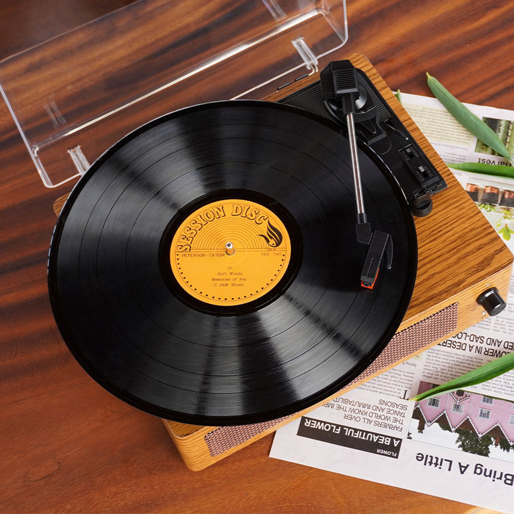 Portable Retro Bluetooth Vintage Vinyl Record Player with Speakers