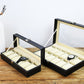 6/10/12 Grids PU Leather Watch Box Organizer Display Case with Lock