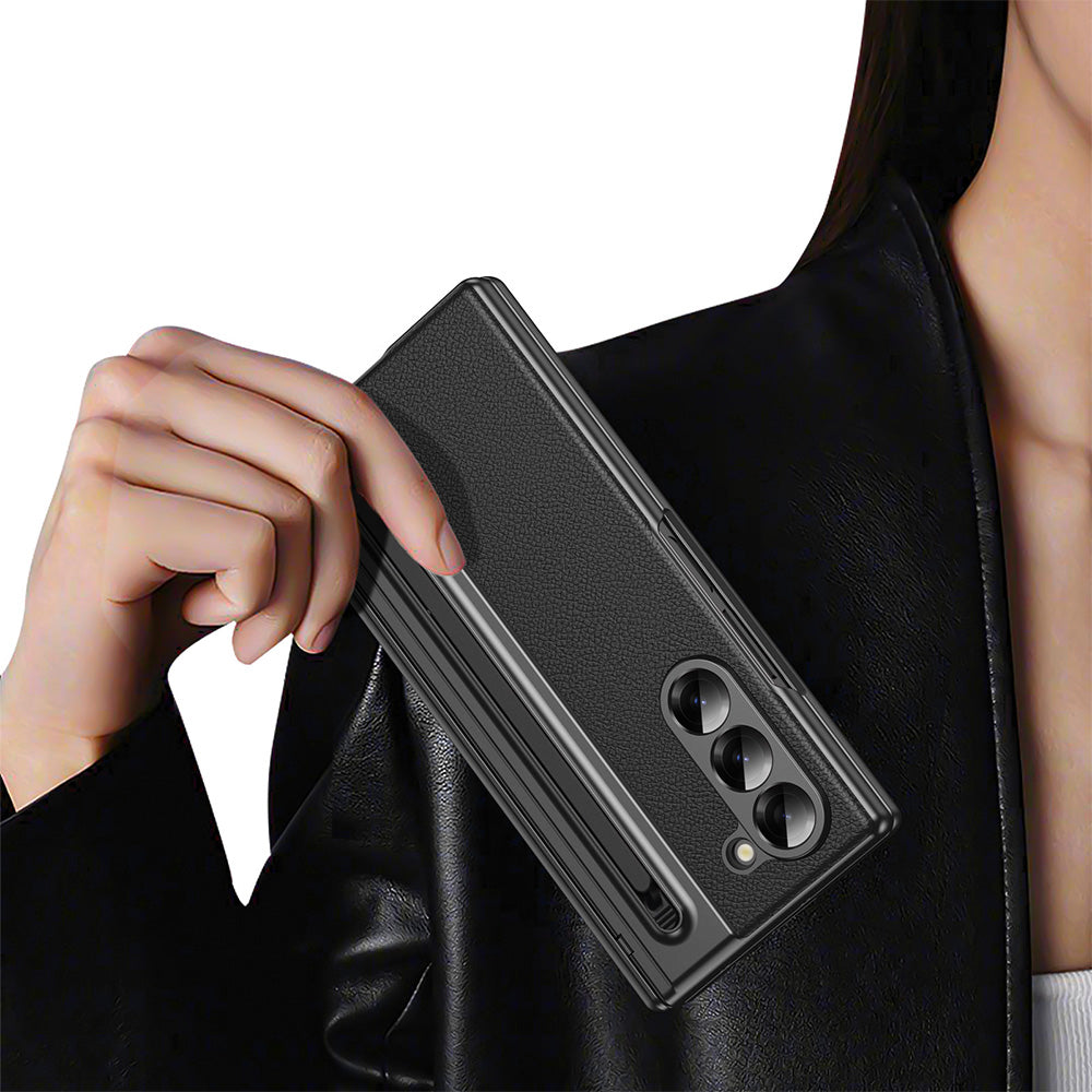 Phone Case for Samsung Z Fold 7 with Pen Holder Full Coverage Hinge Protection